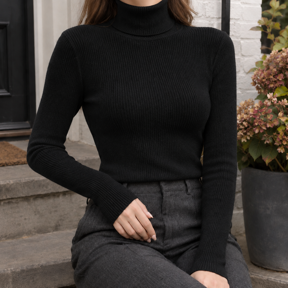Adeline-Jade Ribbed Turtleneck