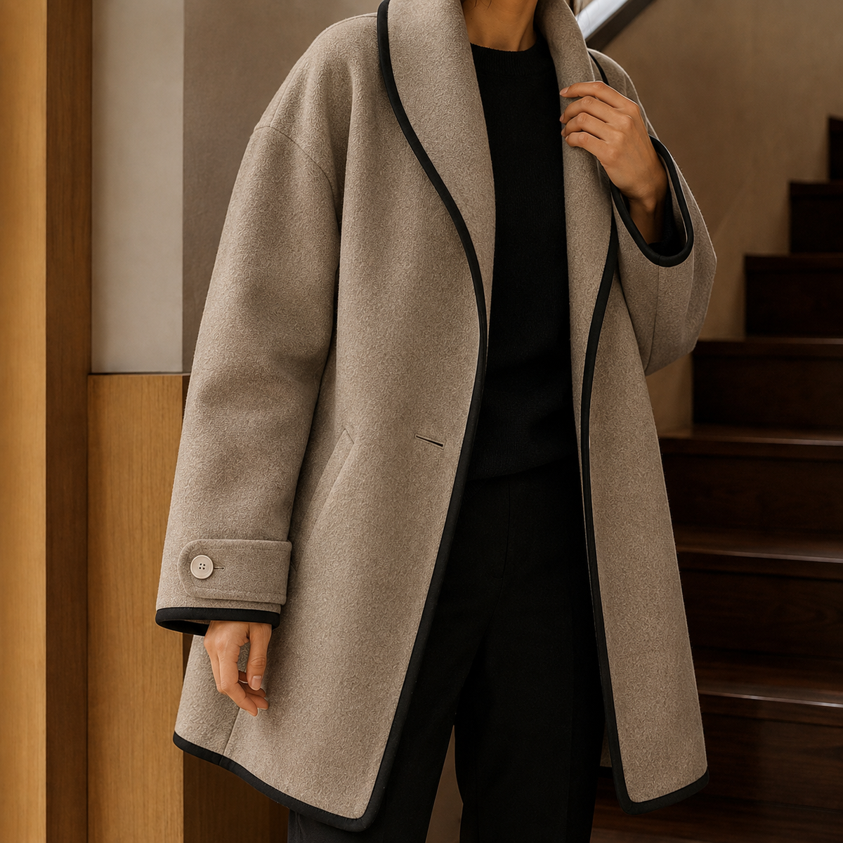 Violetta-Belle Contrast-Trim Coat