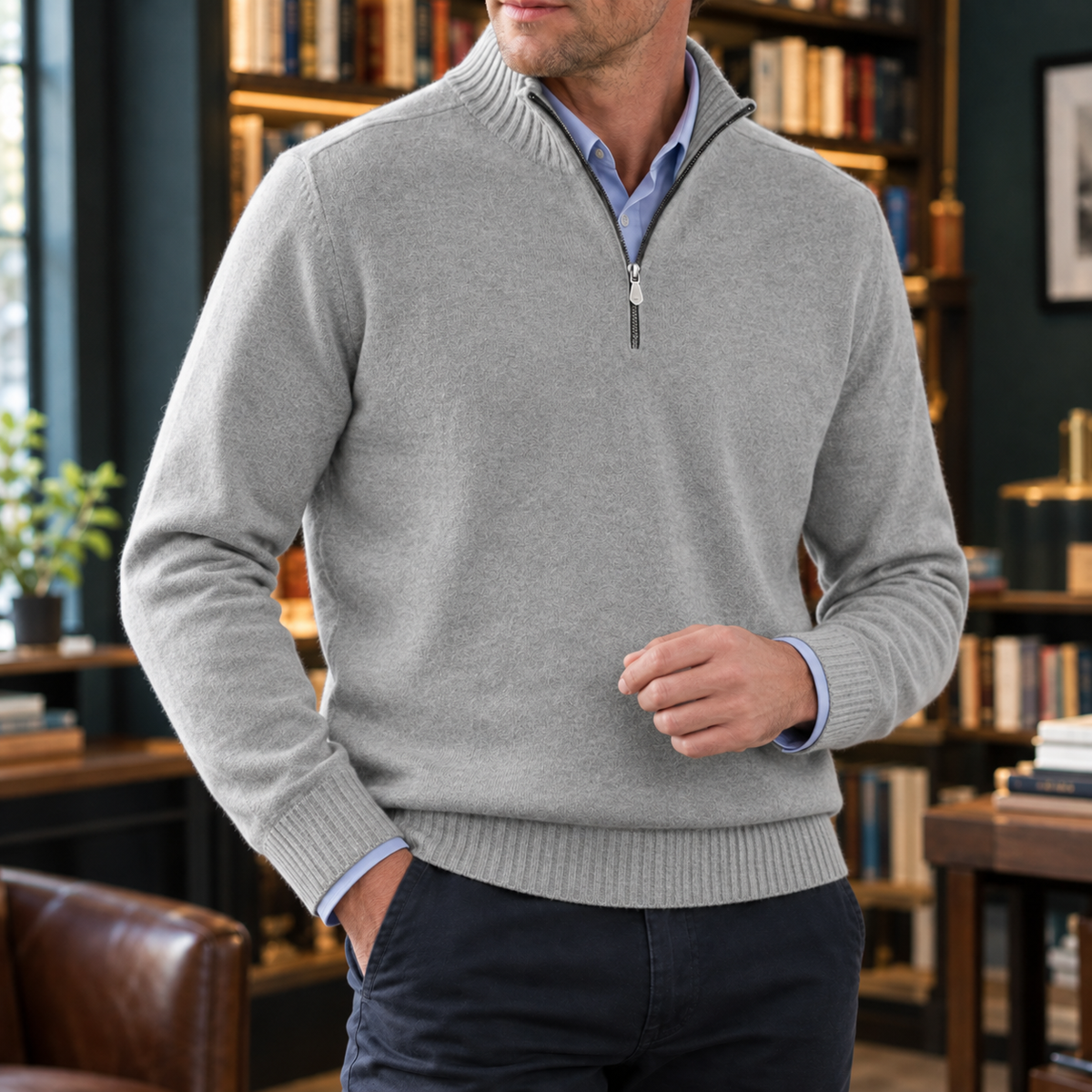 Ezra-Stone Quarter Zip Sweater