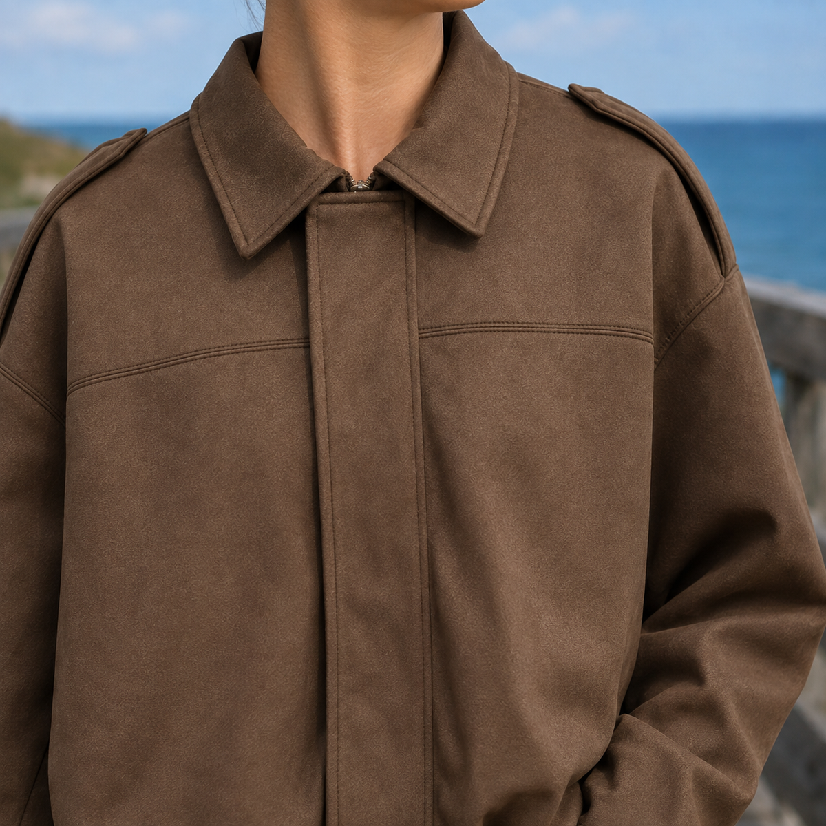 Bernadette-Skye Faux Suede Bomber Jacket