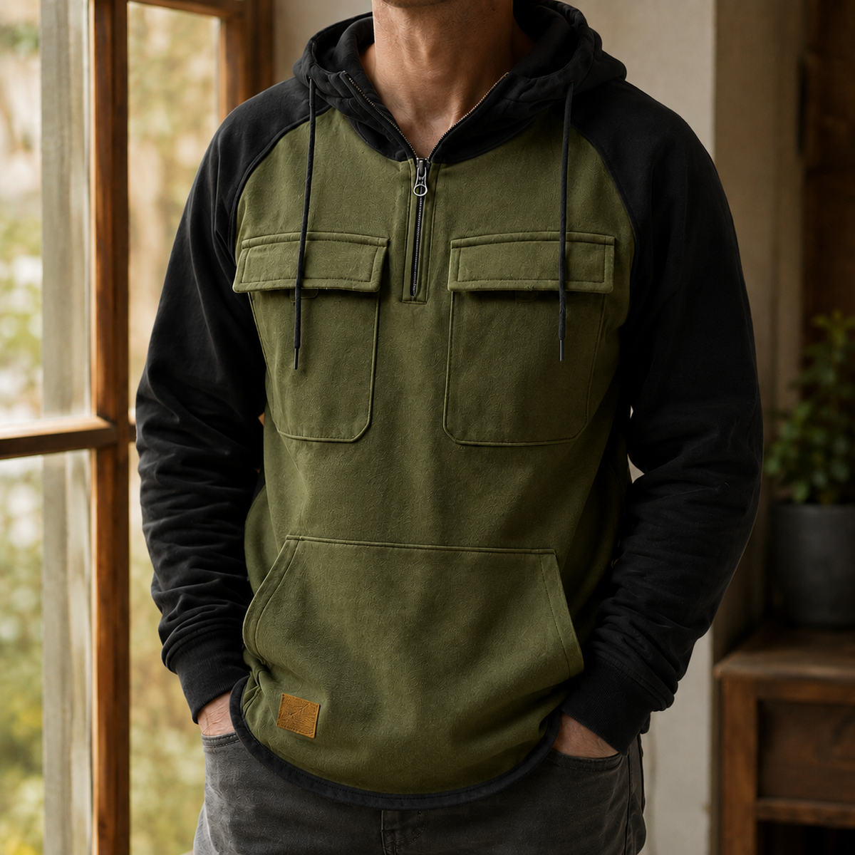 Callum-Grey Utility Hoodie