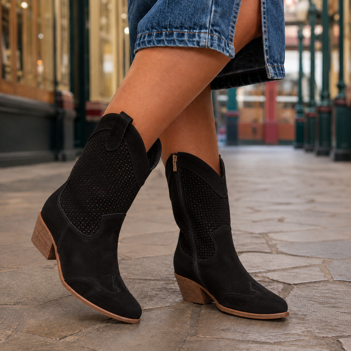 Soriano Faux Leather Cowboy Boots