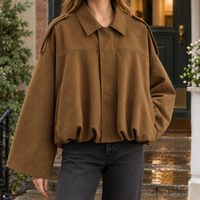 Katherine-Jane Faux Suede Bomber Jacket