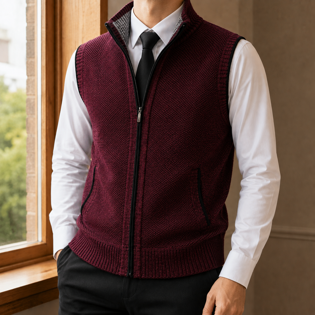 Caius-West Zip Sweater Vest