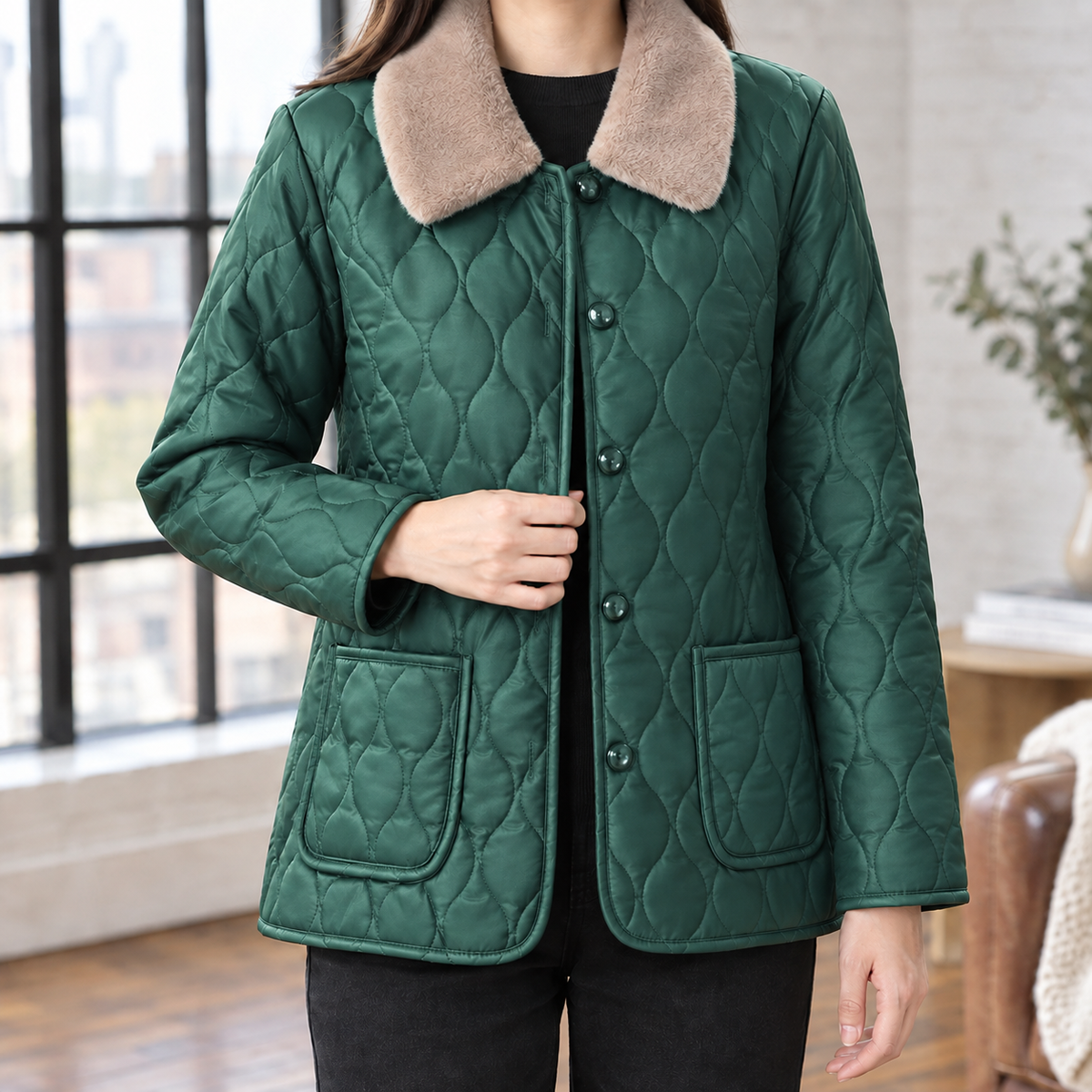 Ghislaine-Sage Quilted Jacket