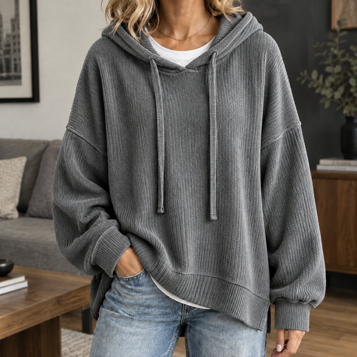 Tara Ribbed Hoodie