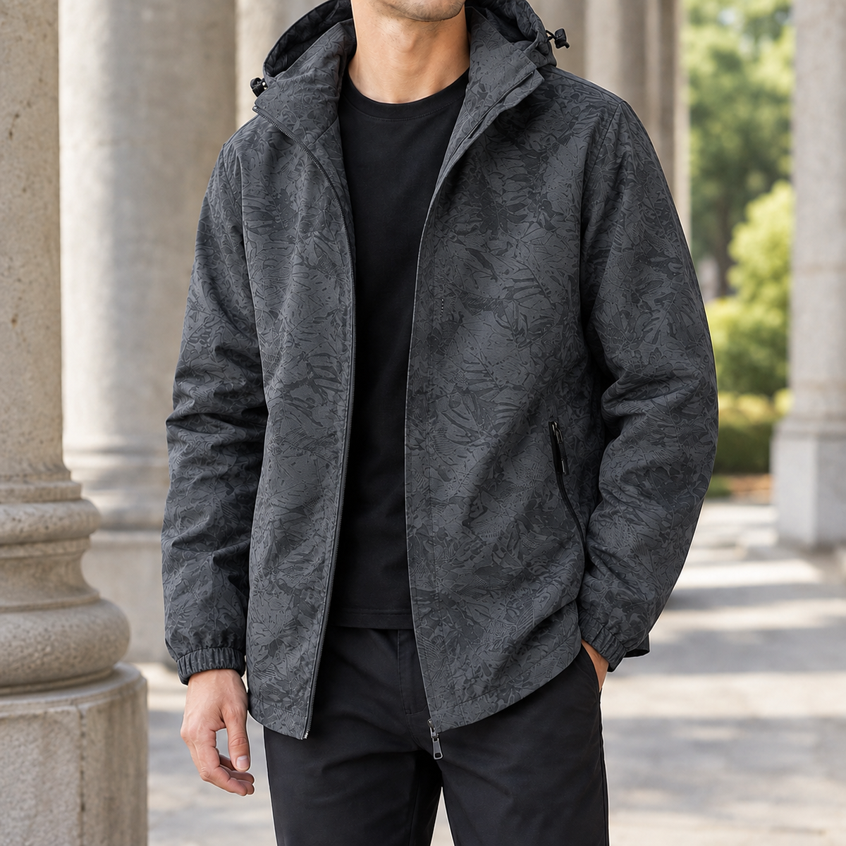 Harlan-Grey Tonal Print Jacket