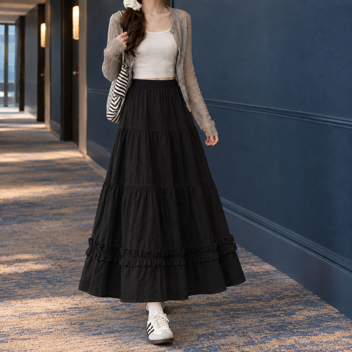 Griselda-Elise Tiered Maxi Skirt