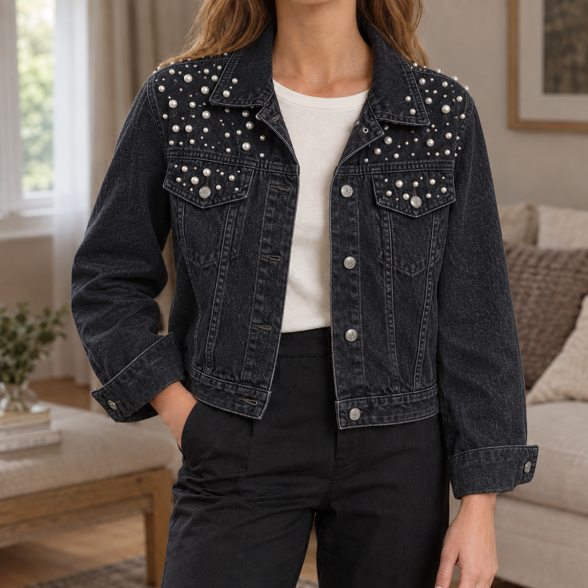 Annabelle-Jade Pearl Denim Jacket