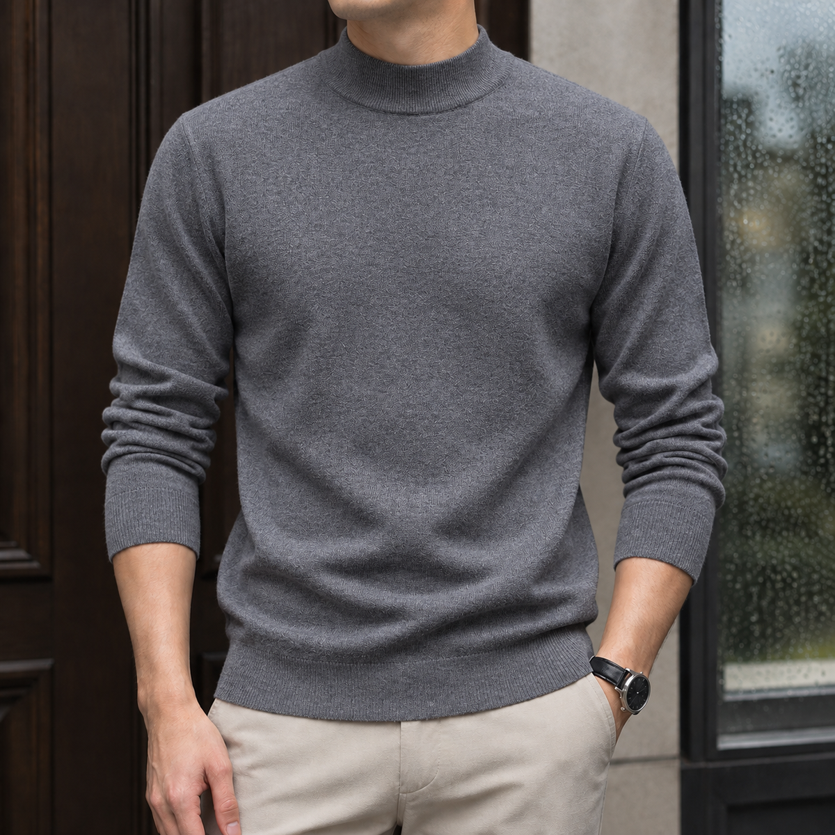 August-Rhys Mock Neck Sweater