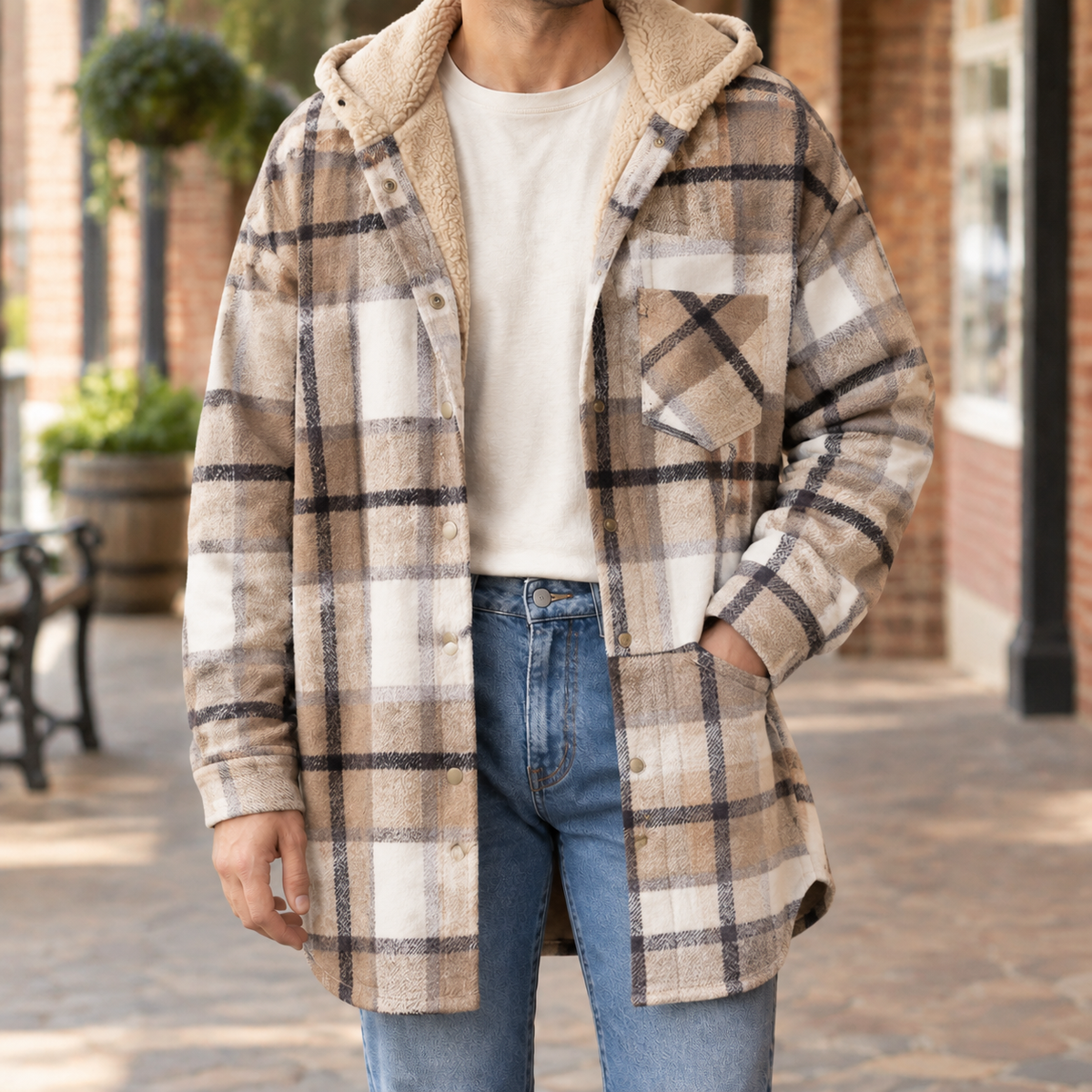 Fabian-Wren Hooded Plaid Jacket