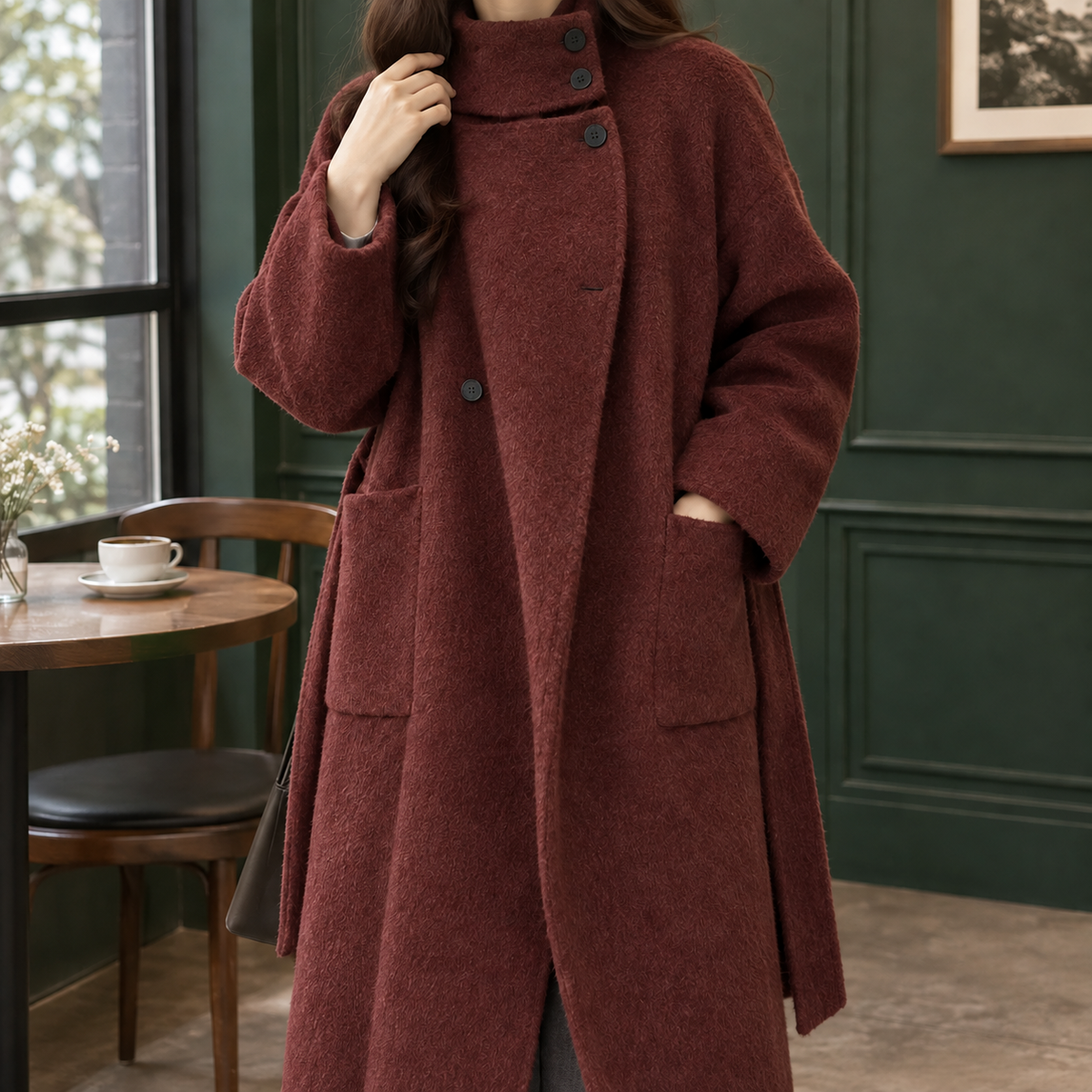 Katrina-Pearl Cashmere-Feel Coat