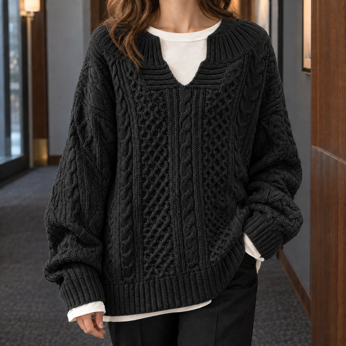 Fernanda-Pearl Cable Sweater