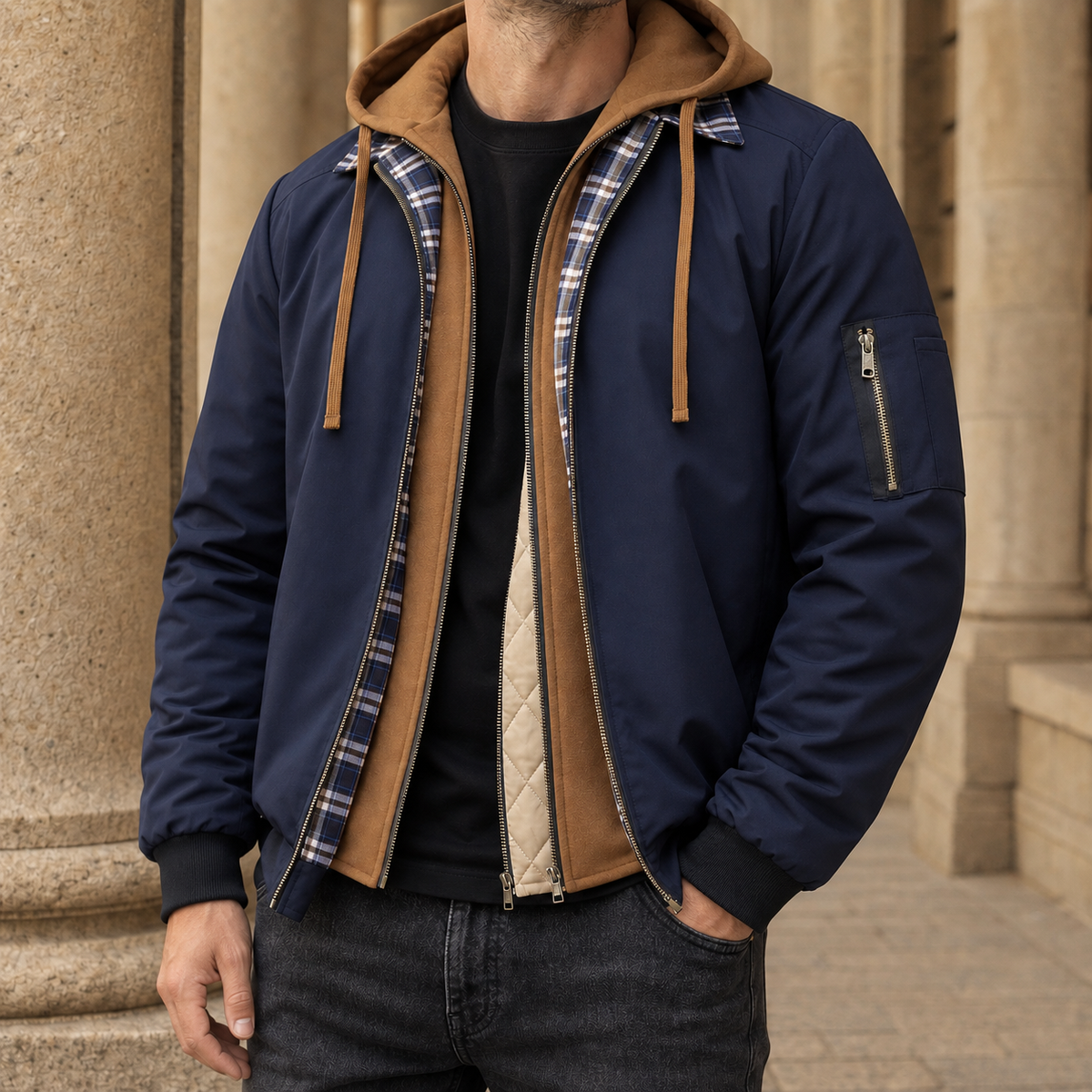 Rafferty-Wren Layered Bomber Jacket