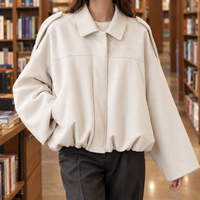 Clemence-Marie Faux Suede Bomber Jacket