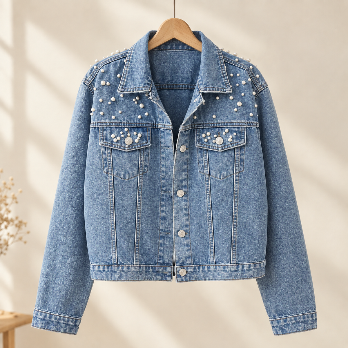 Apolline-Elise Pearl Denim Jacket
