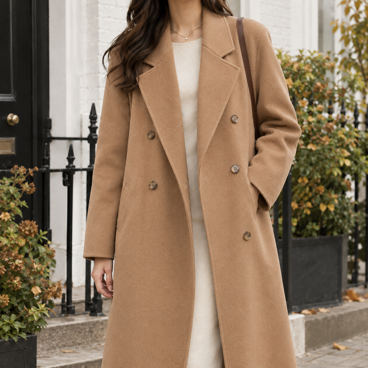 Capucine-Pearl Double-Breasted Coat