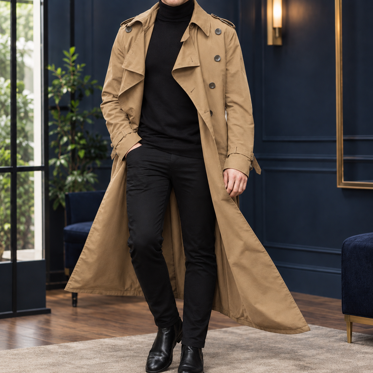 Yannick-Lane Belted Trench Coat