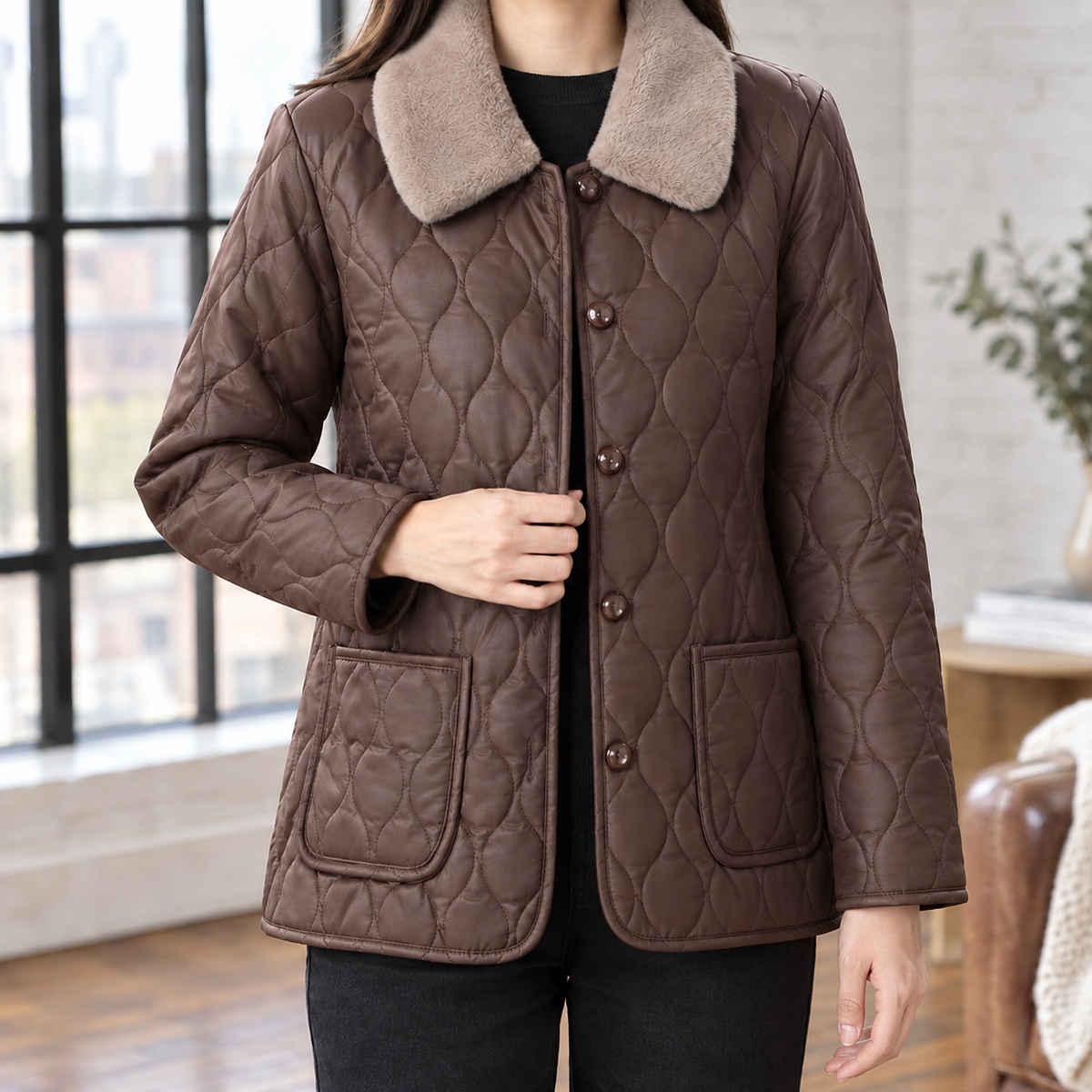Ghislaine-Sage Quilted Jacket