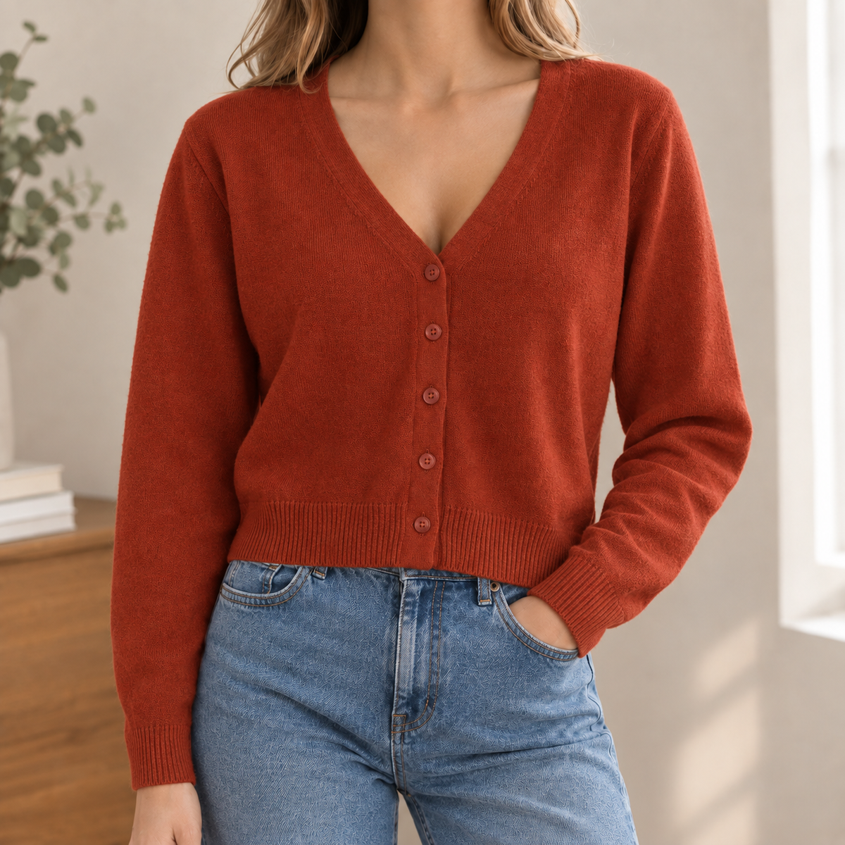 Pomeline-June V Neck Cardigan