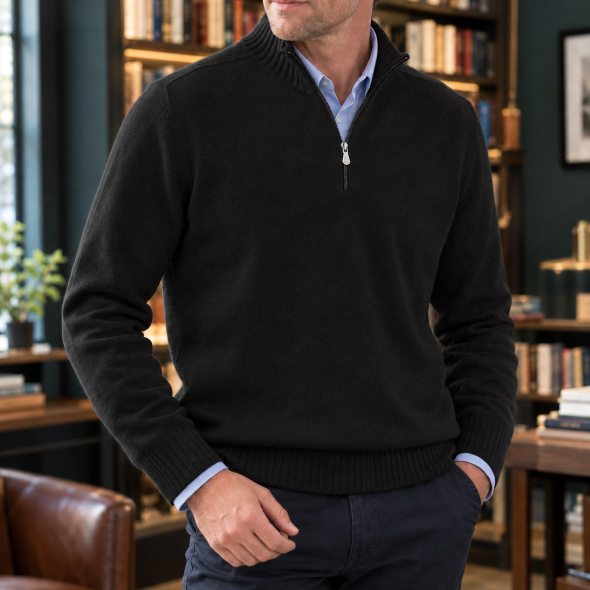 Ezra-Stone Quarter Zip Sweater