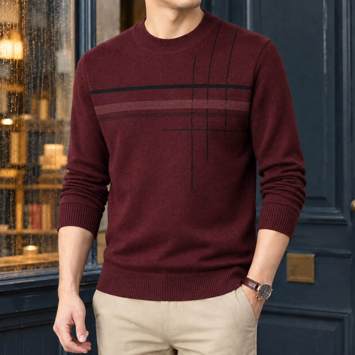 Brendan Geometric Knit Sweater