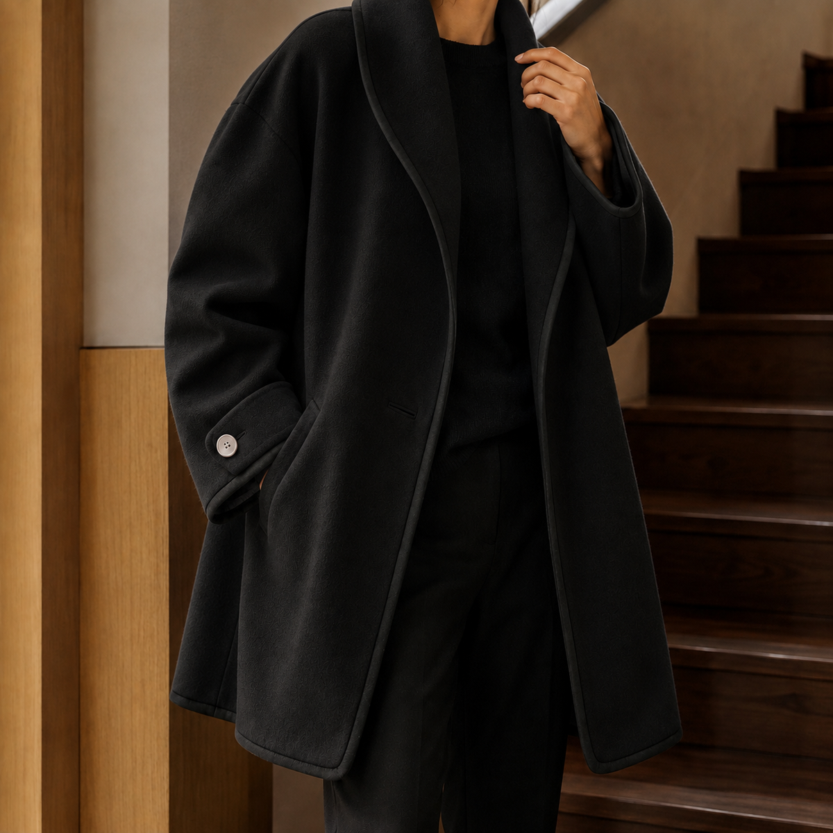 Violetta-Belle Contrast-Trim Coat