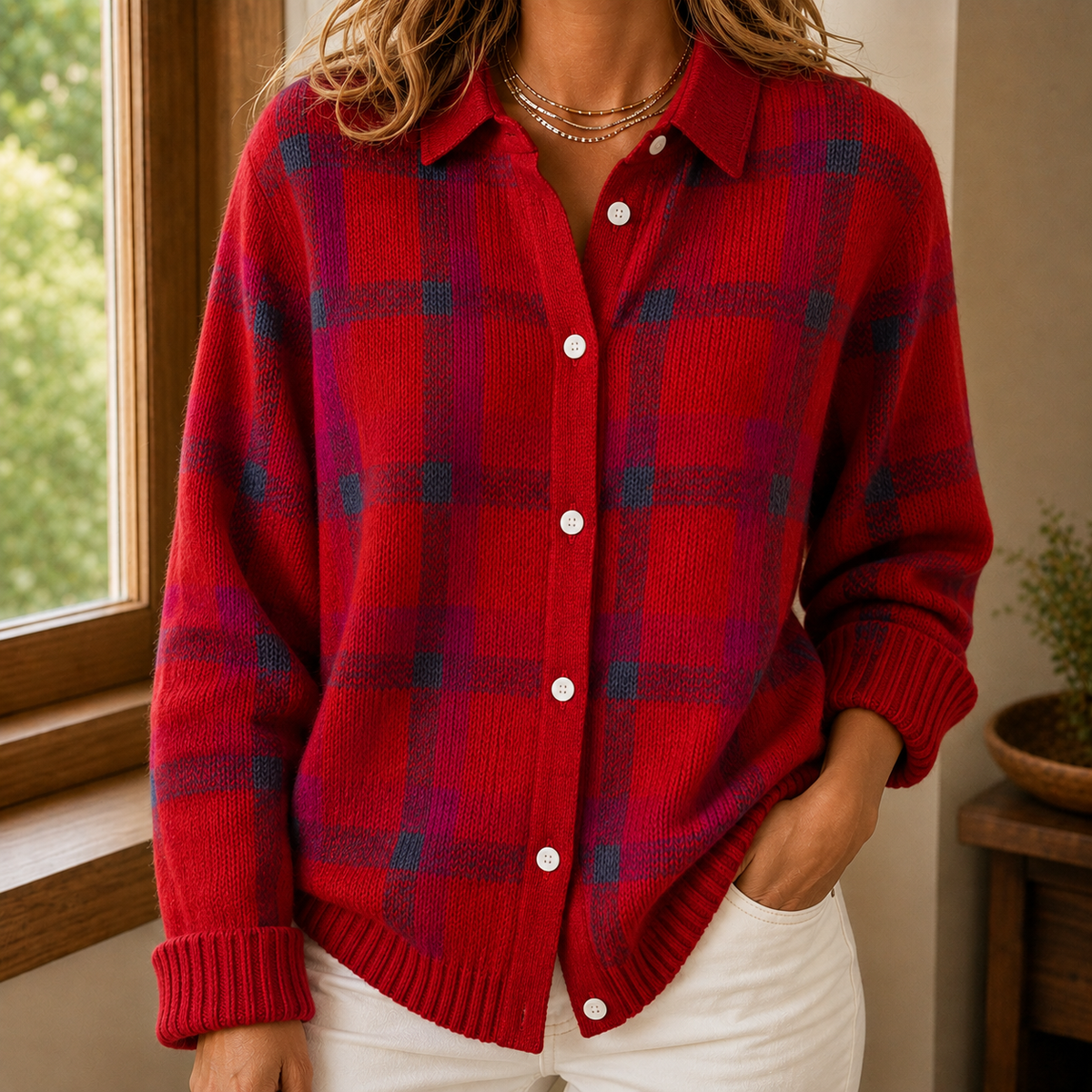 Sabina Plaid Sweater