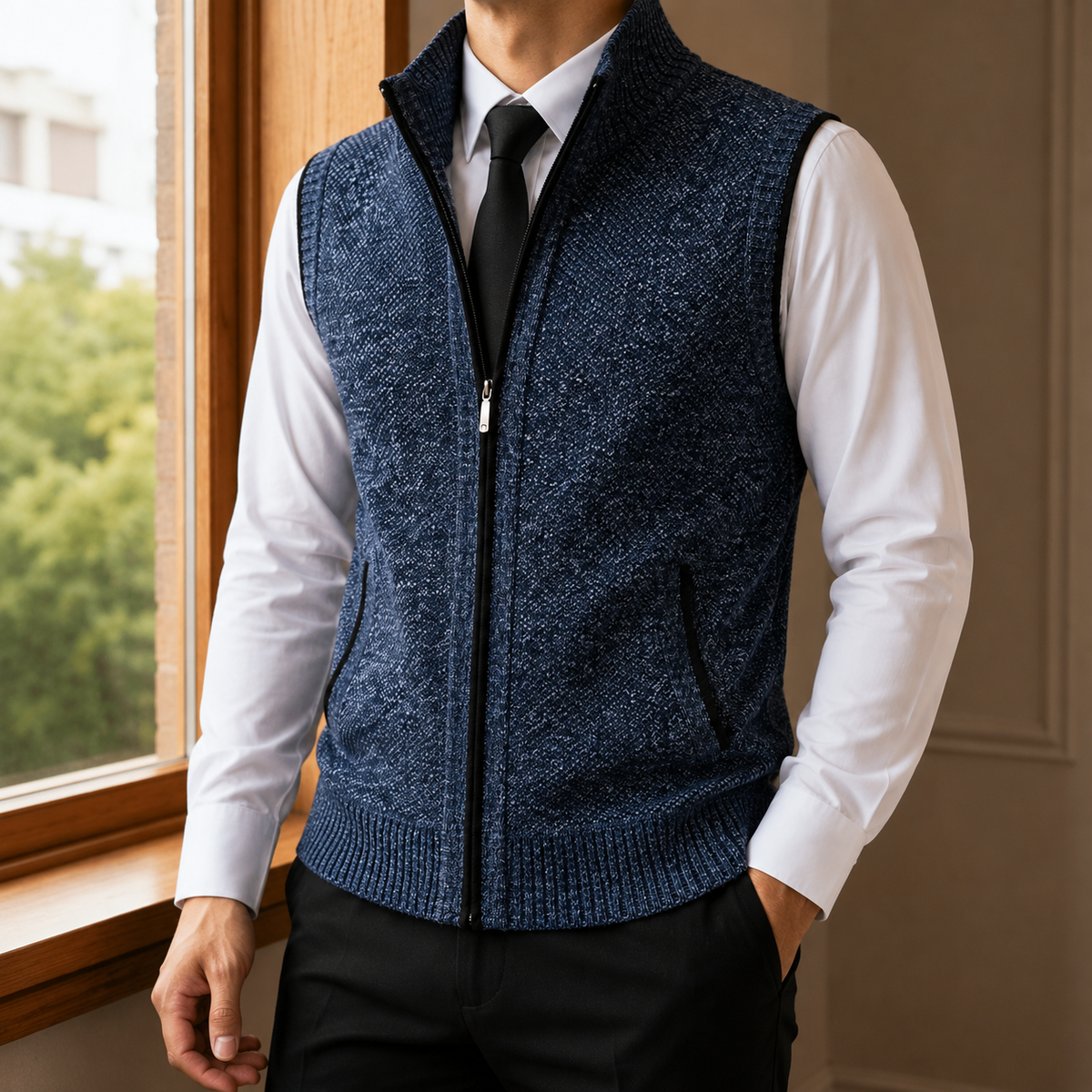 Caius-West Zip Sweater Vest