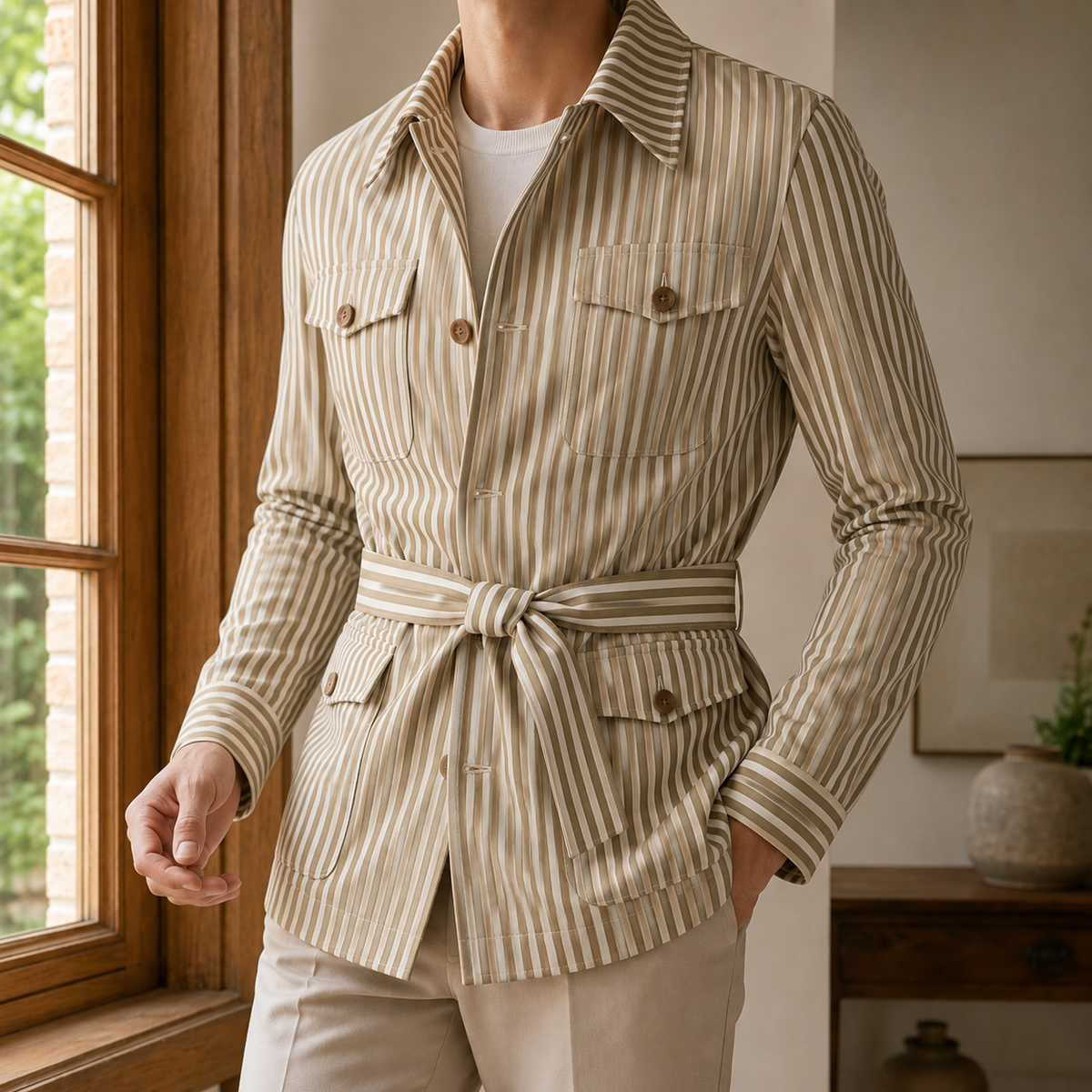 Luca-Hayes Striped Safari Jacket