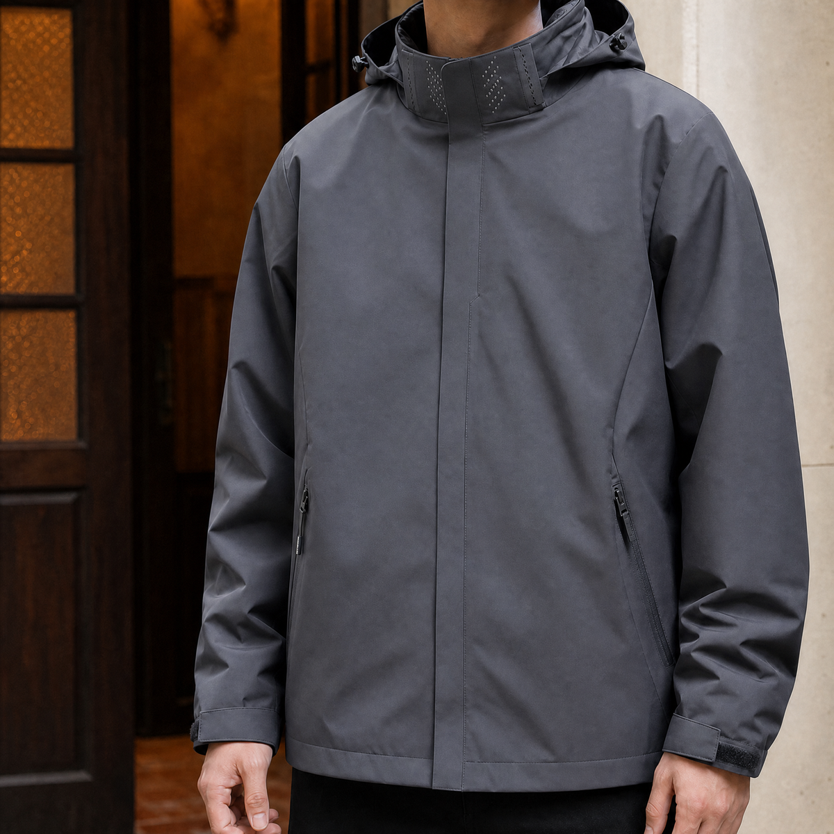 Frank-Grey Hooded Jacket