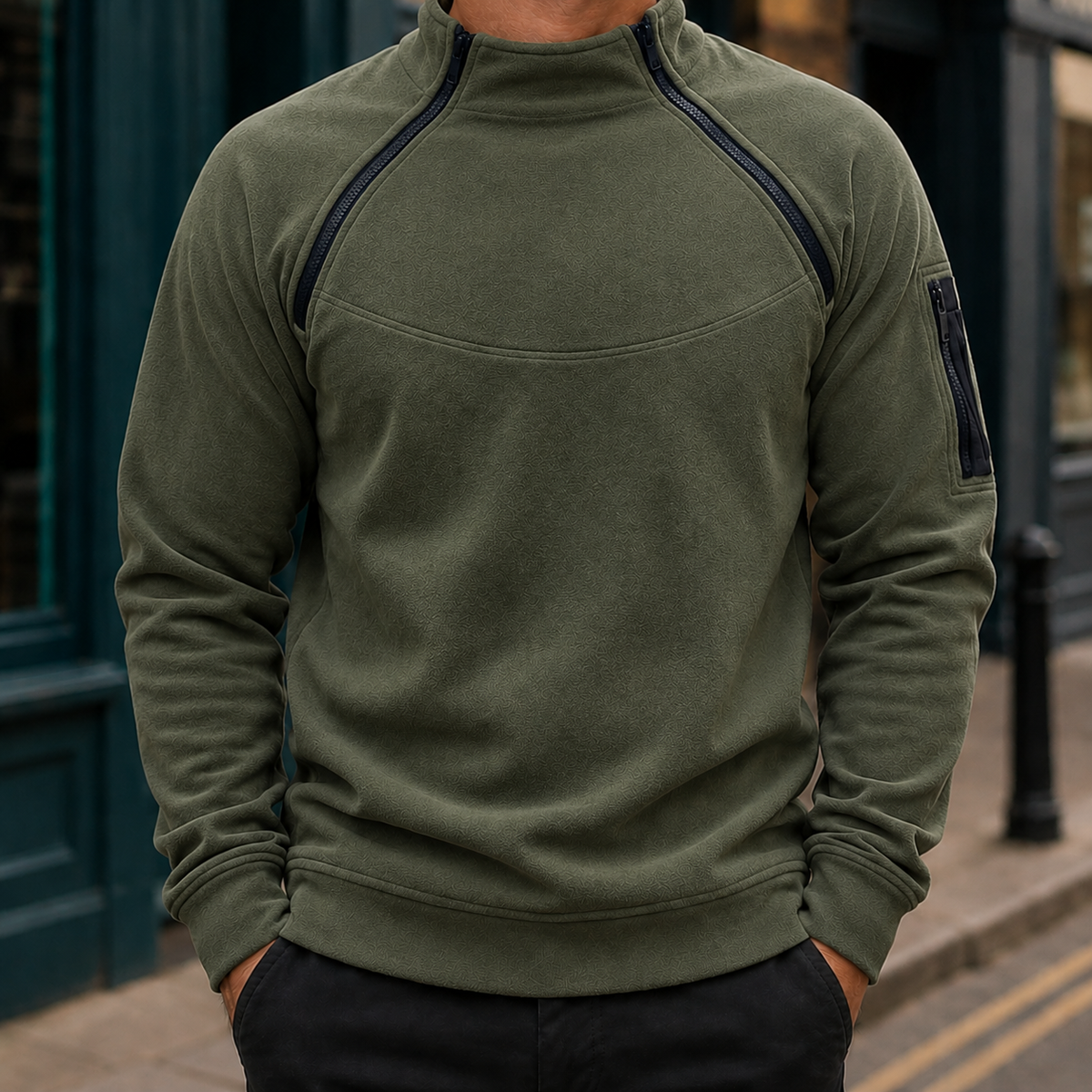 Ambrose-Stone Zip Neck Sweater