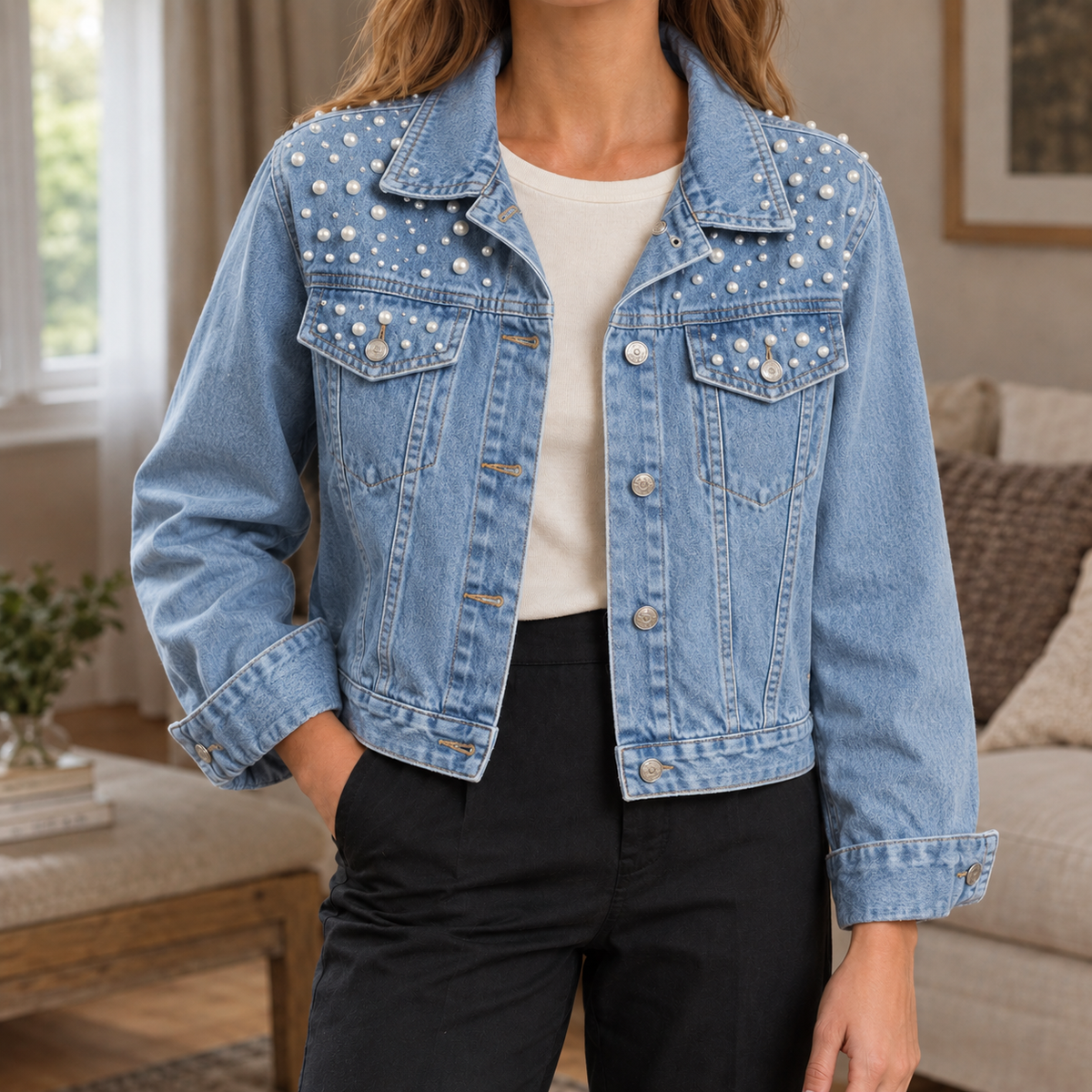 Annabelle-Jade Pearl Denim Jacket
