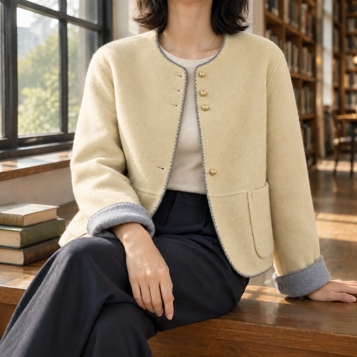 Apolline-Kate Contrast Trim Jacket