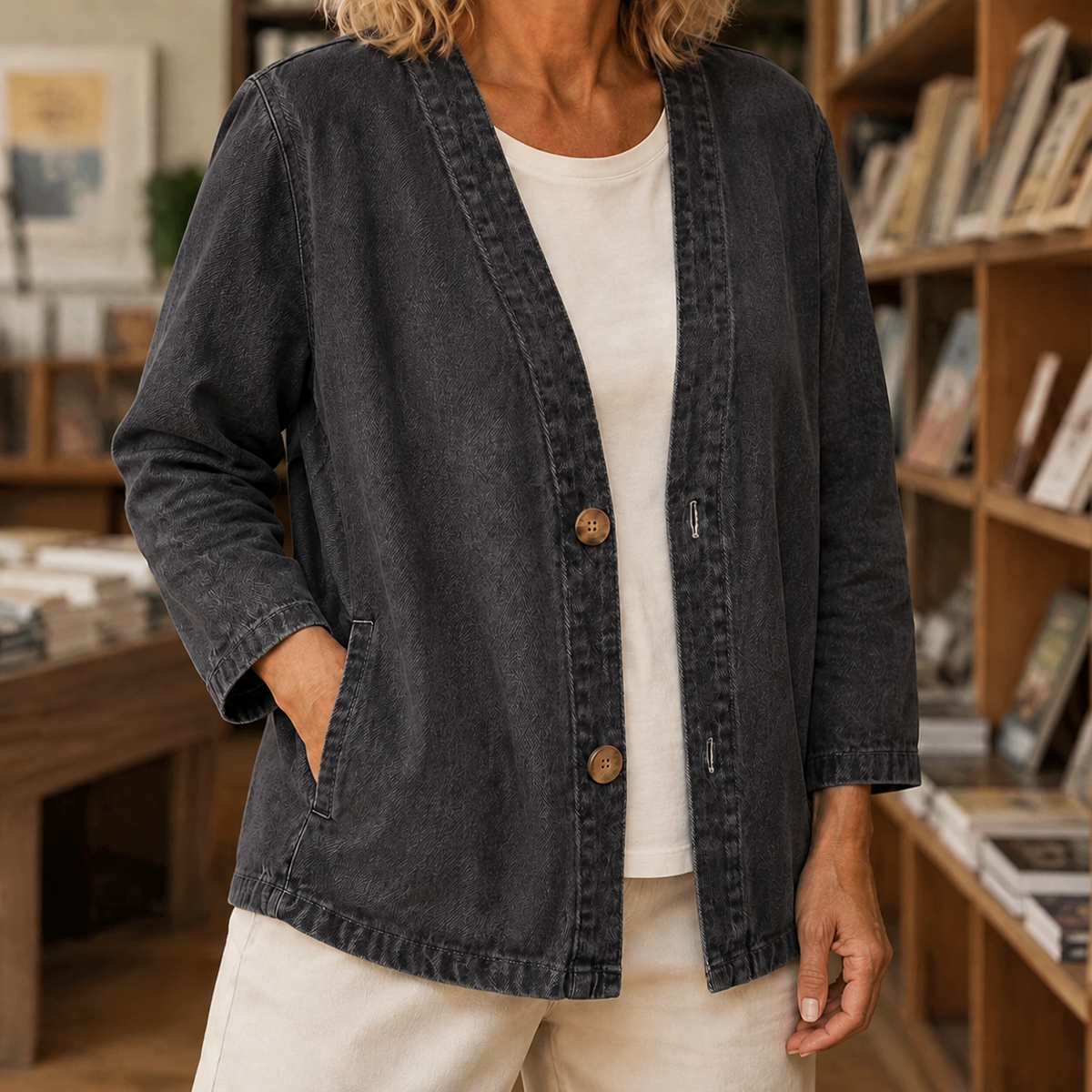 Adele-Jade Washed Cotton Jacket
