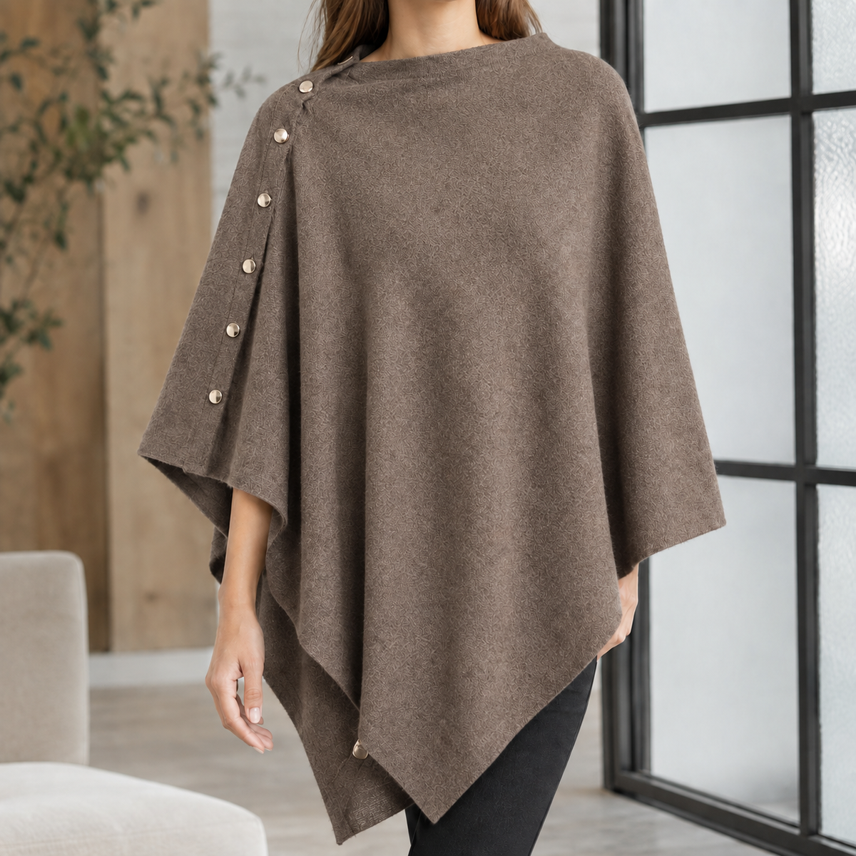 Padbury Buttoned Poncho