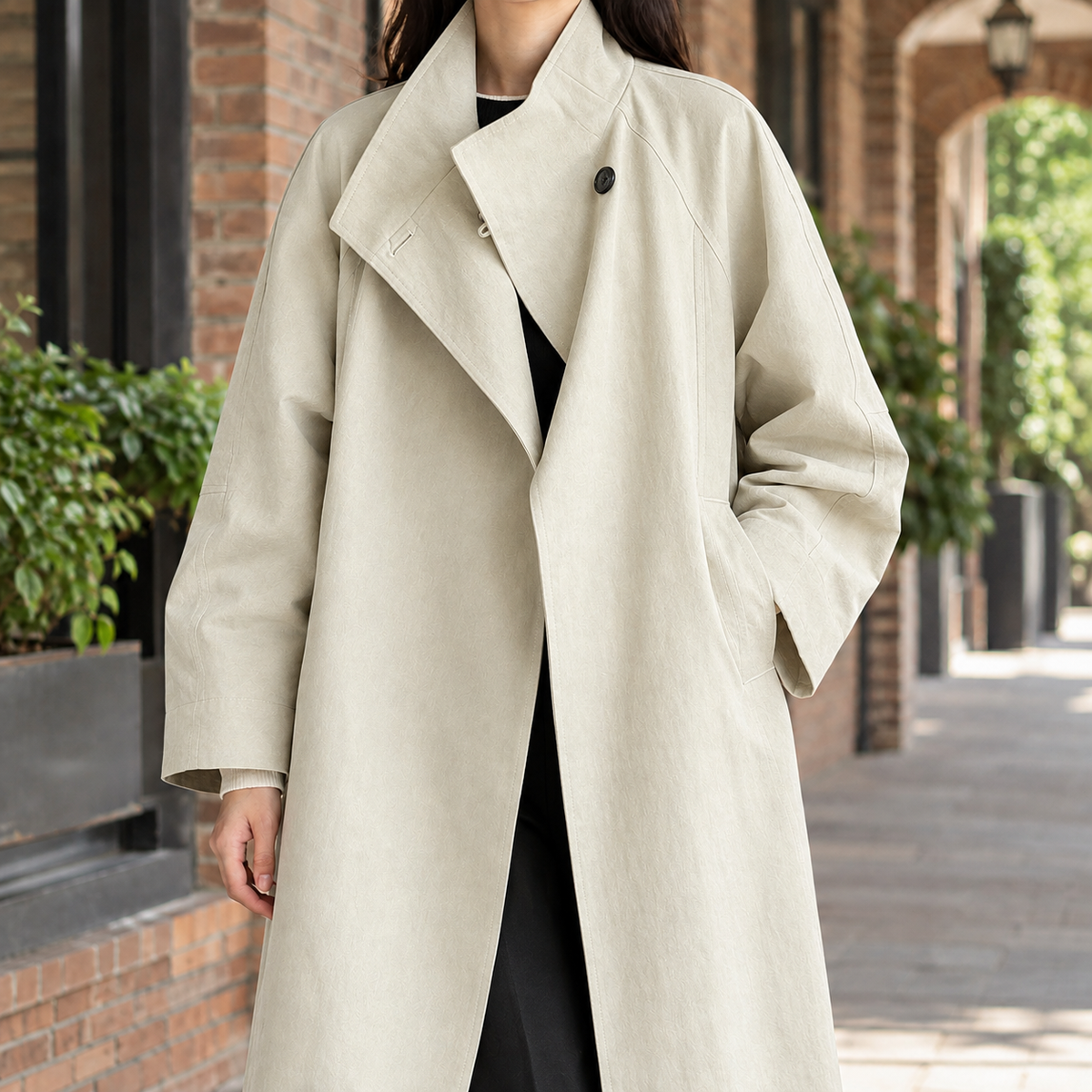 Ariadne-Claire Stand Collar Overcoat