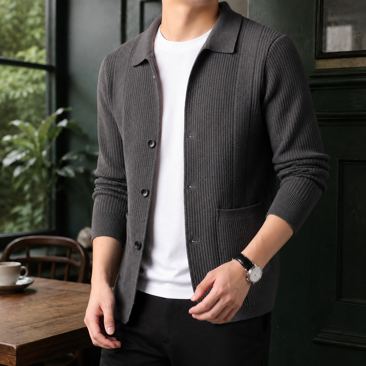 Maximilian Textured Cardigan