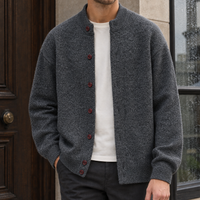 Malcolm-Grey Stand Collar Cardigan