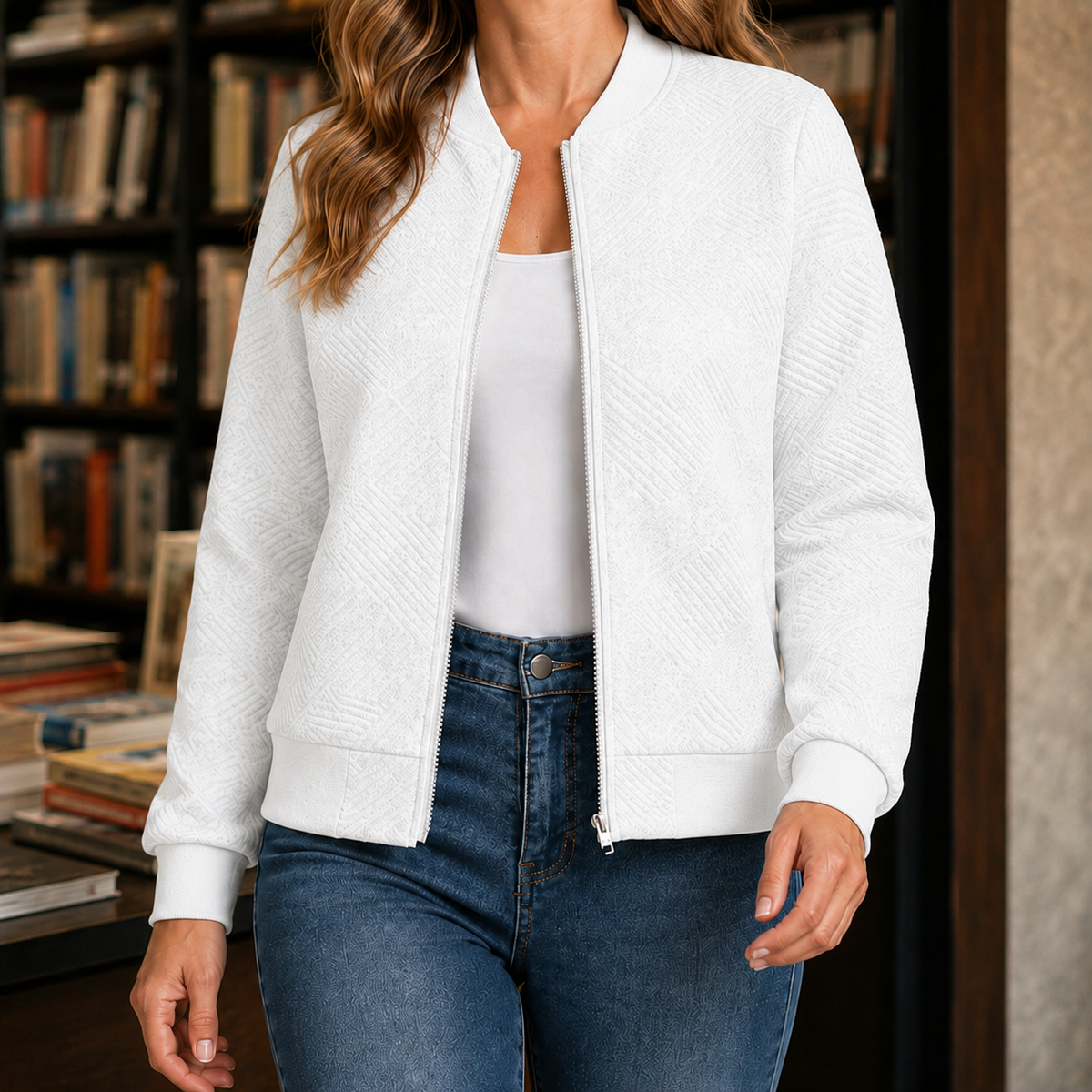 Leonie Geometric Bomber Jacket