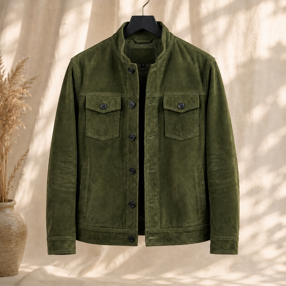 Florian-Grey Faux Suede Jacket