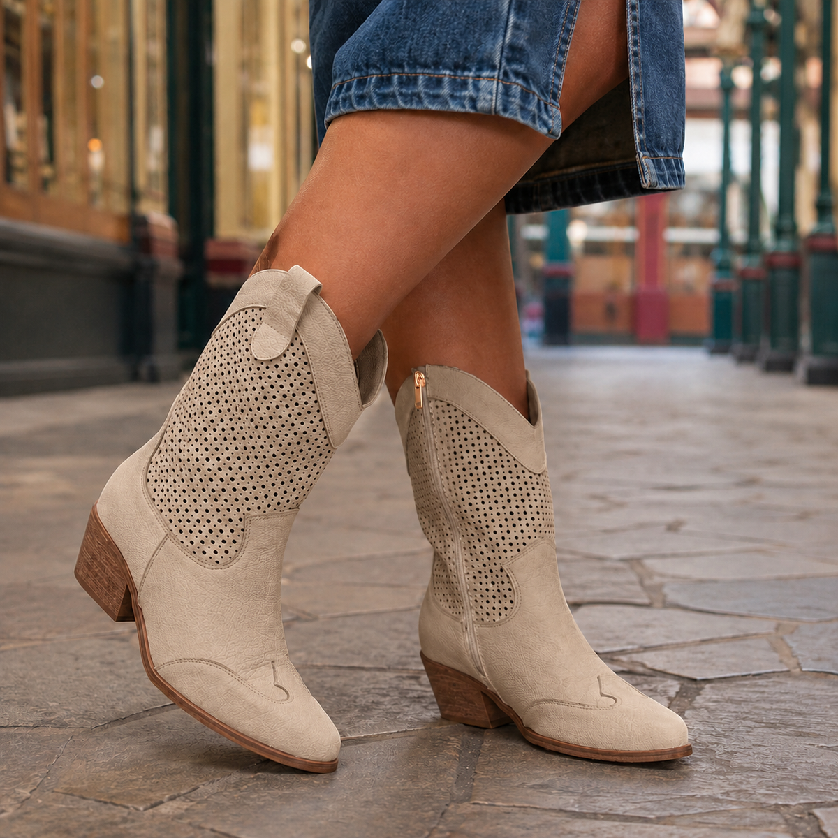 Soriano Faux Leather Cowboy Boots