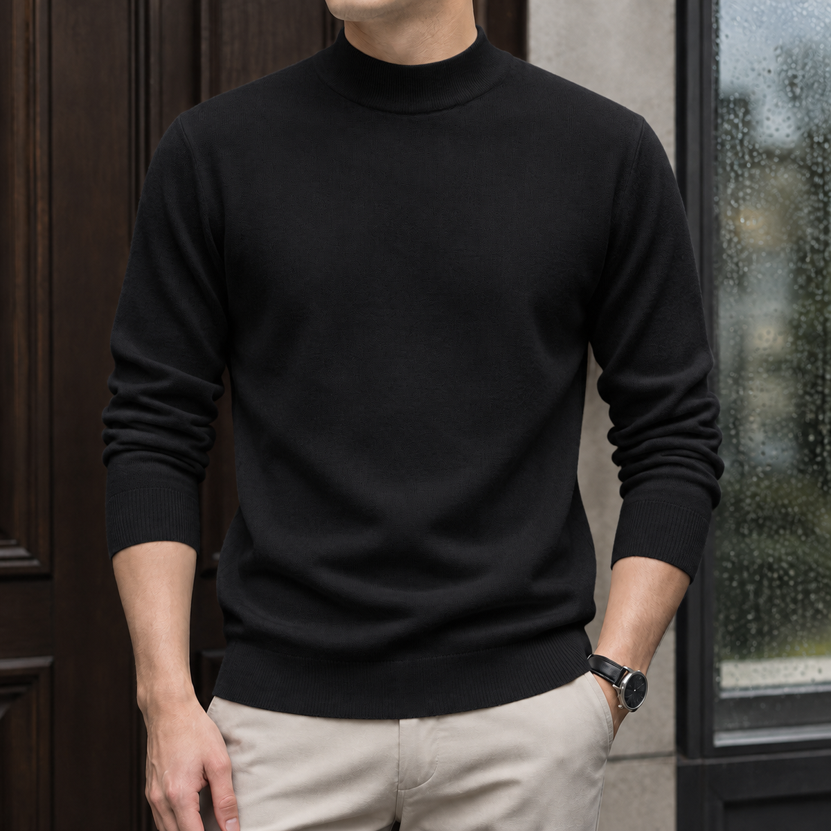 August-Rhys Mock Neck Sweater