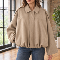 Chantal-Pearl Faux Suede Pilot Jacket
