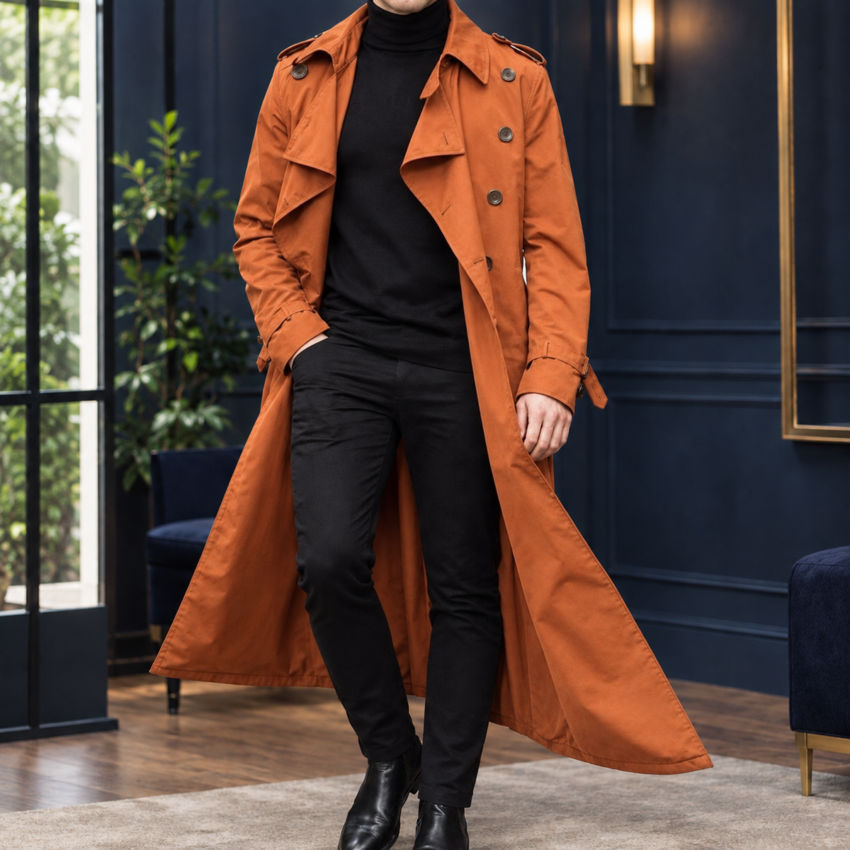Yannick-Lane Belted Trench Coat