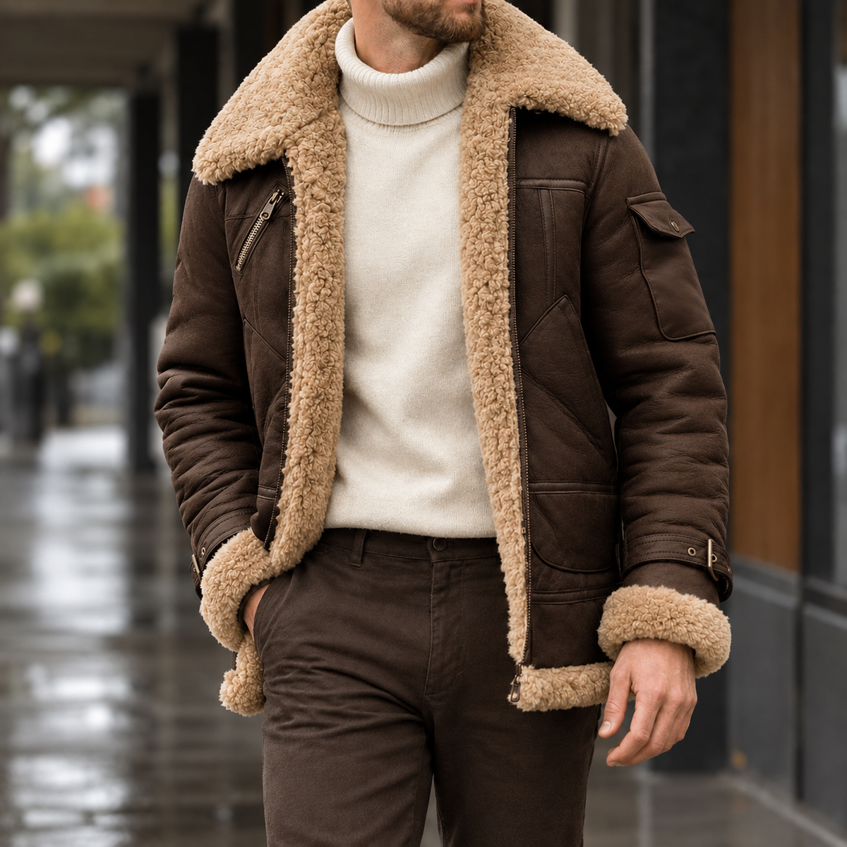 Gustav-Tate Faux Suede Aviator Jacket
