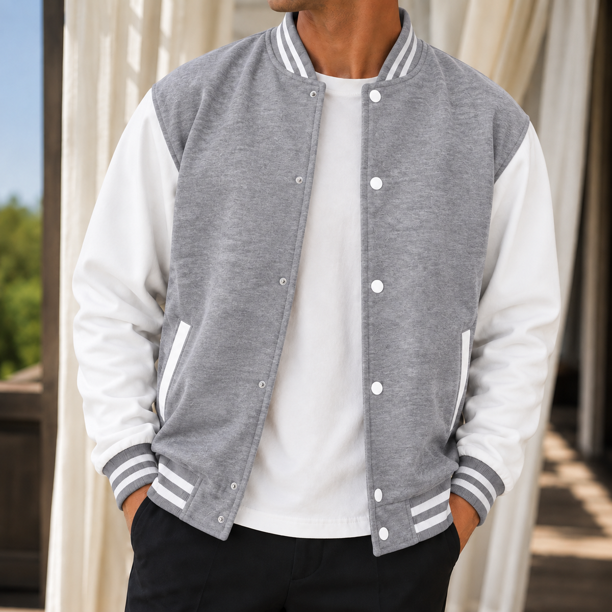 Blaise-Grey Varsity Jacket
