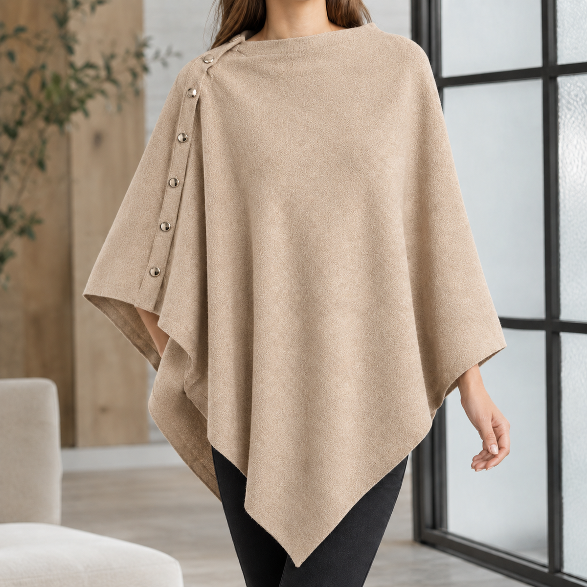 Padbury Buttoned Poncho