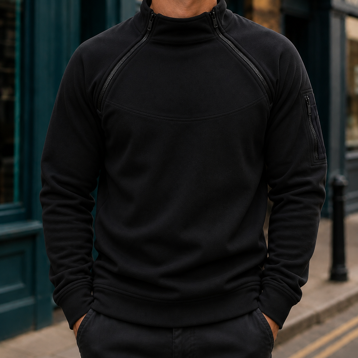 Ambrose-Stone Zip Neck Sweater