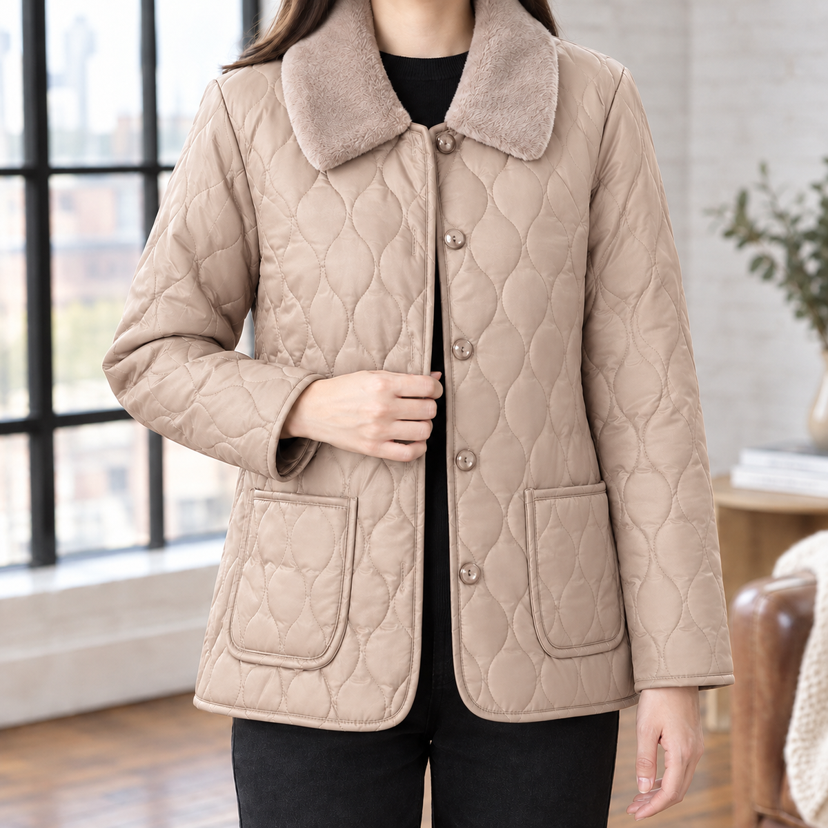 Ghislaine-Sage Quilted Jacket